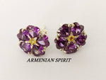 Set forget me not purple flower violet  Stud earrings and pendant Silver 925