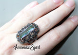 Earrings green nacreous stone Marcasite jewelry STERLING 925