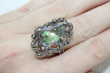 Jewelry Small green earrings nacreous topaz shiny marcasite SILVER 925