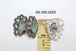 Jewelry Small green earrings nacreous topaz shiny marcasite SILVER 925