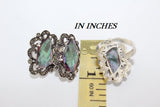Jewelry Small green earrings nacreous topaz shiny marcasite SILVER 925
