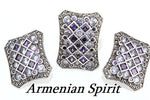 Silver 925 set Purple and white zircon stones