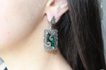 STERLING silver 925 earrings green stones