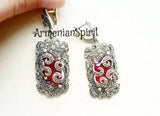 Emerald green EARRINGS marcasite STERLING SILVER 925