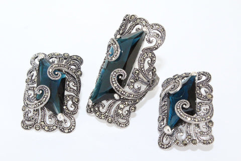 Jewelry SET Silver 925 middle size earrings and ring