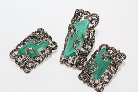 Jewelry SET Silver 925 middle length earrings and ring