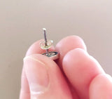 Stud Earrings round tiny silver 925 round with black onyx