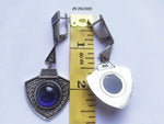 Very long earrings Navy Blue stone  SILVER 925  triangular