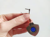Very long earrings Navy Blue stone  SILVER 925  triangular