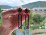Dangle earrings lab red garnet Sterling silver 925