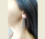 Dangle earrings lab red garnet Sterling silver 925