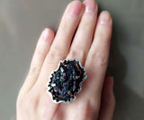 Natural carbide mineral colorful Adjustable ring STERLING SILVER 925