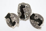 Marcasite earrings short and ring SILVER 925 black small jewelry set