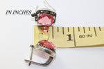 Tiny earrings pink Marcasite 925 Silver Small jewelry