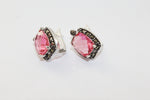 Tiny earrings pink Marcasite 925 Silver Small jewelry