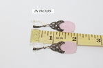 Dangle earrings silver Pale pink topaz stone Marcasite