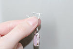 Dangle earrings silver Pale pink topaz stone Marcasite