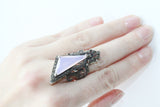 Very long earrings bow pink lab topaz stone Marcasite Sterling 925