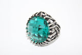 Turquoise teal jewelry Silver ring Large Rough big rings Round jewellery