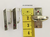 Earrings SILVER 925 lab garnet red Boho pattern jewelry