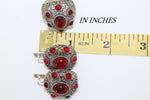 Earrings SILVER 925 Armenian jewelry Multi stone red feligran jewellery