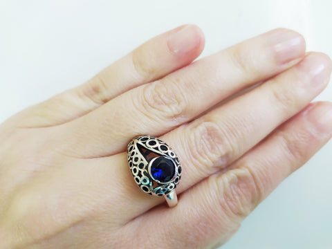 Silver ring  Blue topaz stone Sterling 925 Spring gifts for women