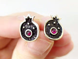 Tiny silver stud Earrings small pomegranates Armenian jewelry STERLING SILVER 925