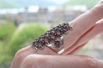 Armenian jewelry big ring floral marcasite sterling silver 925