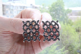 Armenian jewelry big ring floral marcasite sterling silver 925