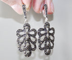 Big earrings peacock tail marcasite High quality sterling silver 925