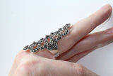 Jewelry SET earrings and full finger cover ring ring peacock tail marcasite