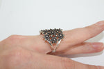 Armenian jewelry SET earrings dangle and finger cover ring floral marcasite