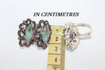 Jewelry Small green earrings nacreous topaz shiny marcasite SILVER 925