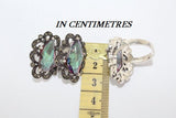 Jewelry Small green earrings nacreous topaz shiny marcasite SILVER 925
