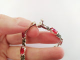 Marcasite bracelet red lab topaz STERLING SILVER 925