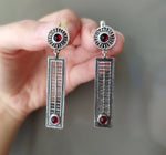 Dangle earrings lab red garnet Sterling silver 925