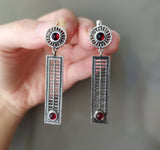 Dangle earrings lab red garnet Sterling silver 925