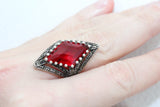 Ring Red stone Marcasite Modern Sterling silver 925