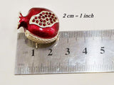 Brooch red enamel pomegranate SILVER 925 red zircon stones