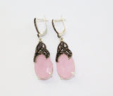 Ring silver Pale pink topaz stone Marcasite