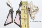 Very long earrings bow pink lab topaz stone Marcasite Sterling 925