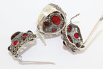 Earrings SILVER 925 Armenian jewelry Multi stone red feligran jewellery