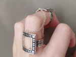 Armenian double ring squares Modern SILVER 925