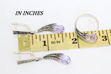 Lavender earrings curve purple zircon stone Sterling silver 925