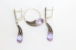 Lavender earrings curve purple zircon stone Sterling silver 925