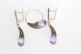 Lavender earrings curve purple zircon stone Sterling silver 925