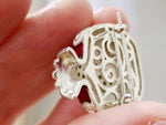 Brooch red enamel pomegranate SILVER 925 red zircon stones