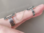 Armenian double ring squares Modern SILVER 925