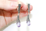 Lavender earrings curve purple zircon stone Sterling silver 925