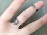 Double ring with black stones and chains Silver 925 Armenian